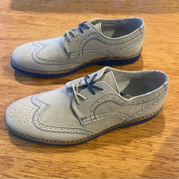 GBX Grieves Suede Men’s Wingtip Oxfords Professional Shoes Chalk White New Box